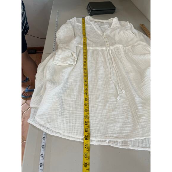 Xirena White Gauze Fit & Flare Minimalist Peasant Dress Size Small 100% Cotton - Picture 14 of 15